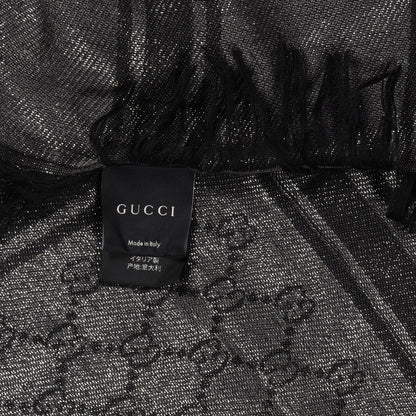 Gucci Wool Silk Lurex GG Monogram Diamante Cavendish Square Shawl Grey 3 of 5
