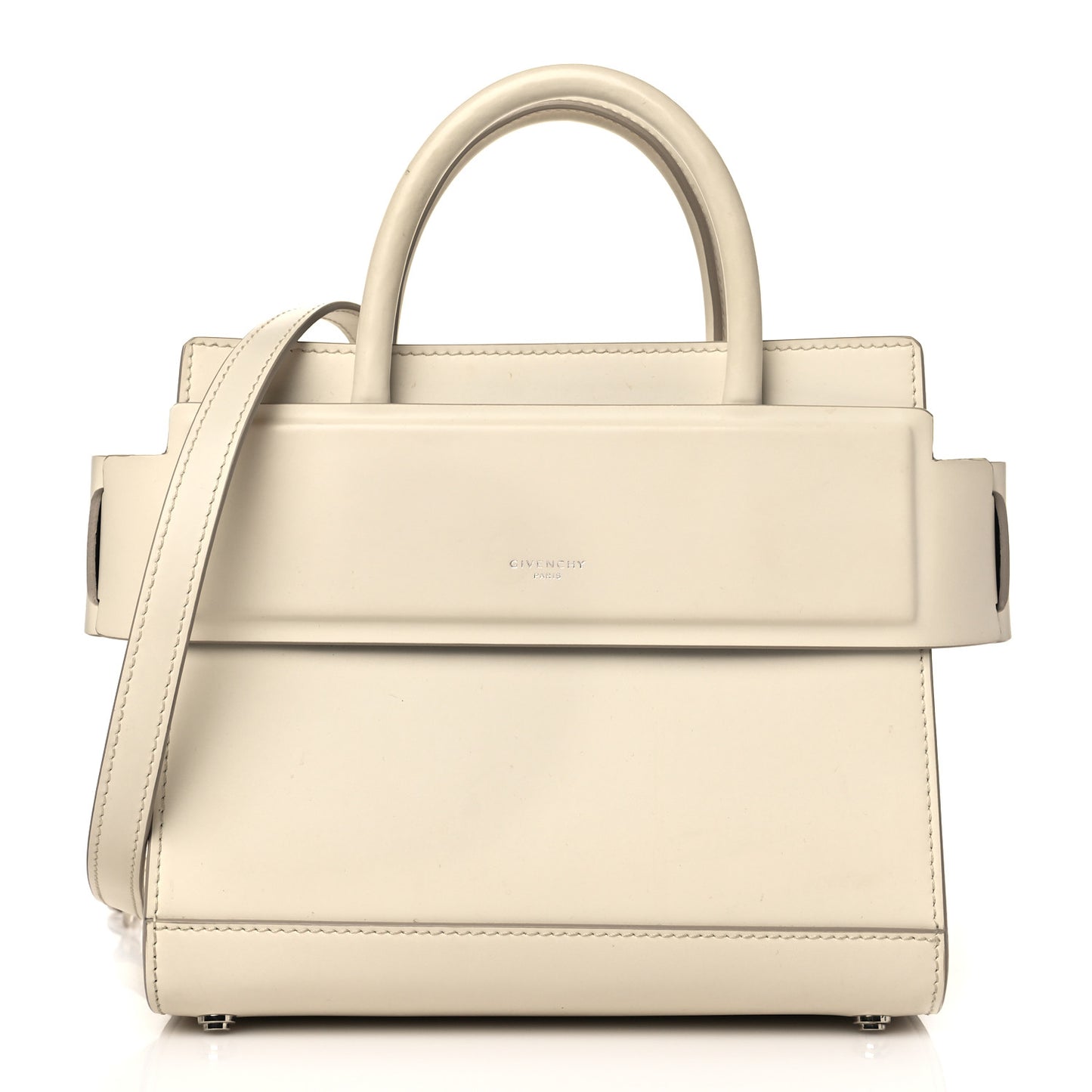 Smooth Calfskin Mini Horizon Satchel Off White