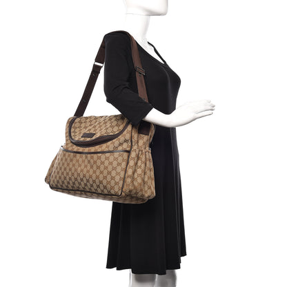 Gucci Monogram Natural Pigskin Large Diaper Bag Beige Ebony Cocoa Dark Chocolate 2 of 13