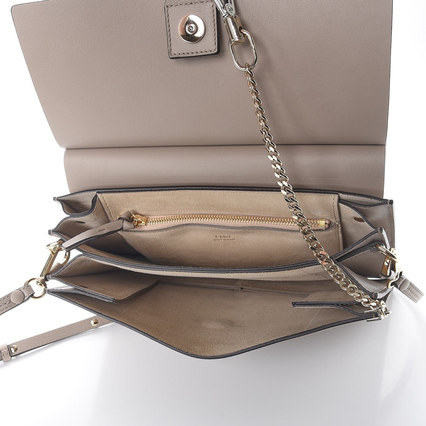 Calfskin Suede Medium Faye Shoulder Bag Motty Grey