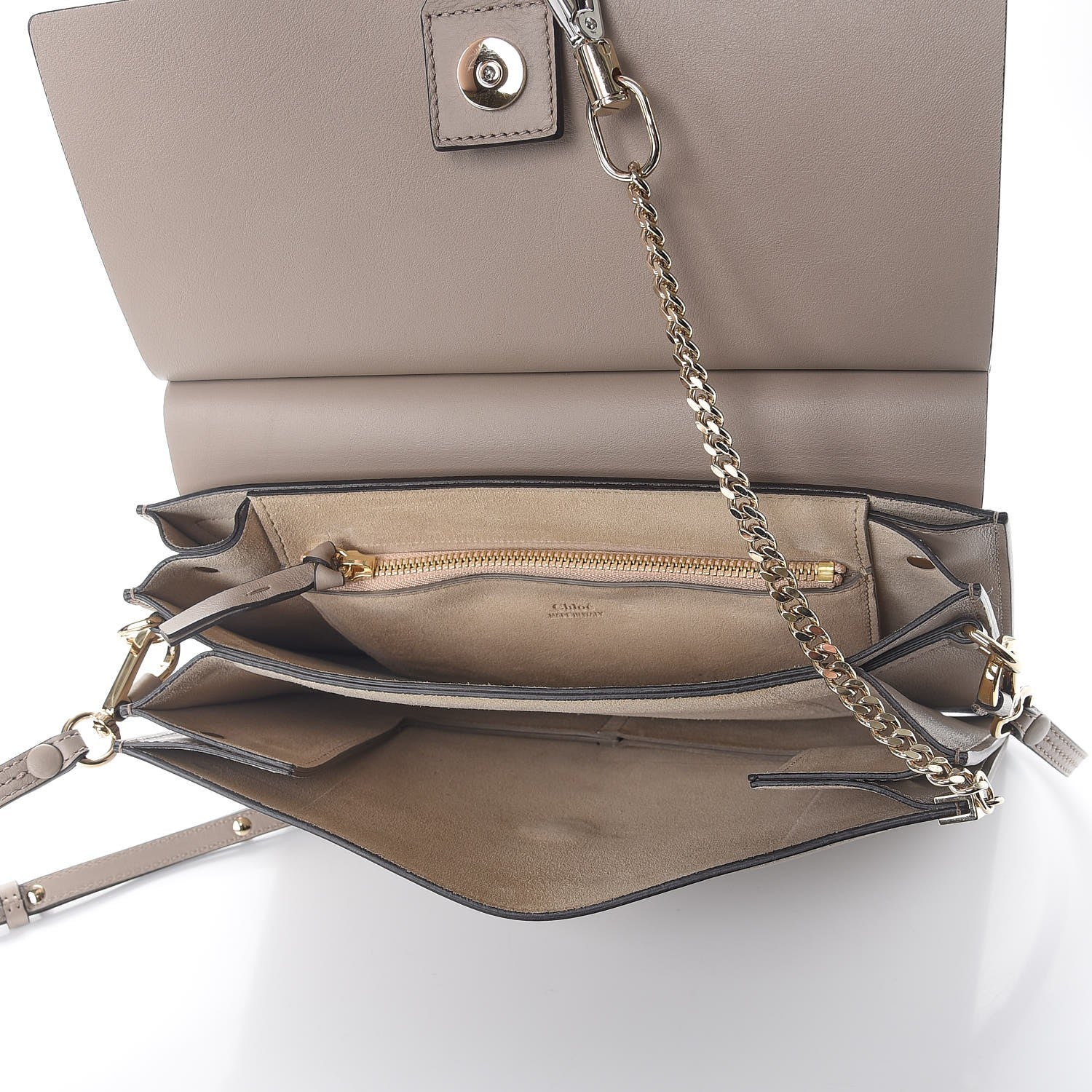 Chloe Calfskin Suede Medium Faye Shoulder Bag Motty Grey 5 of 9