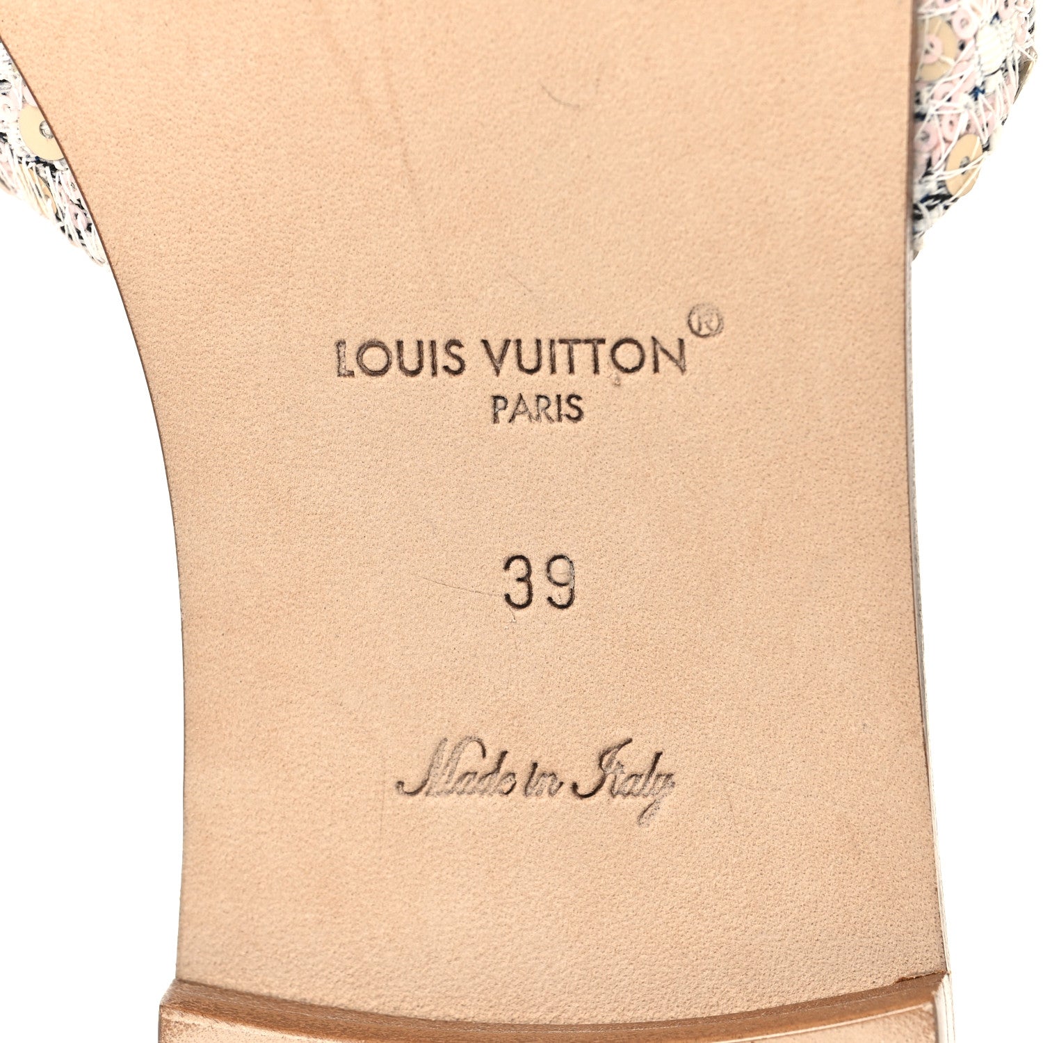 Louis Vuitton Tweed Sequin LV Mare Flat Mule Sandals 39 Light Gold 7 of 8