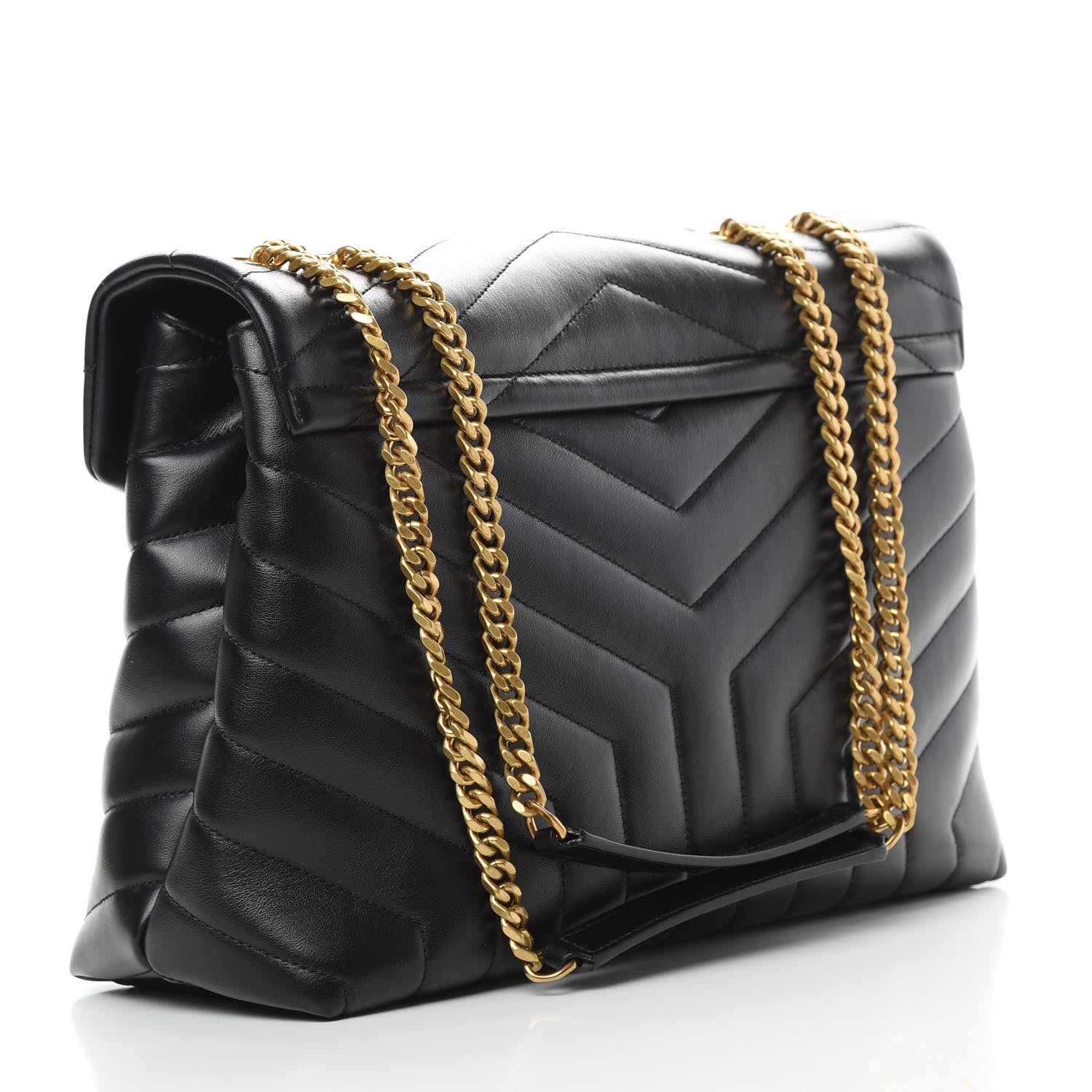 Saint Laurent Calfskin Y Quilted Monogram Medium Loulou Chain Satchel Black 3 of 10
