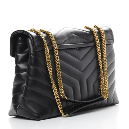 Saint Laurent Calfskin Y Quilted Monogram Medium Loulou Chain Satchel Black 3 of 10