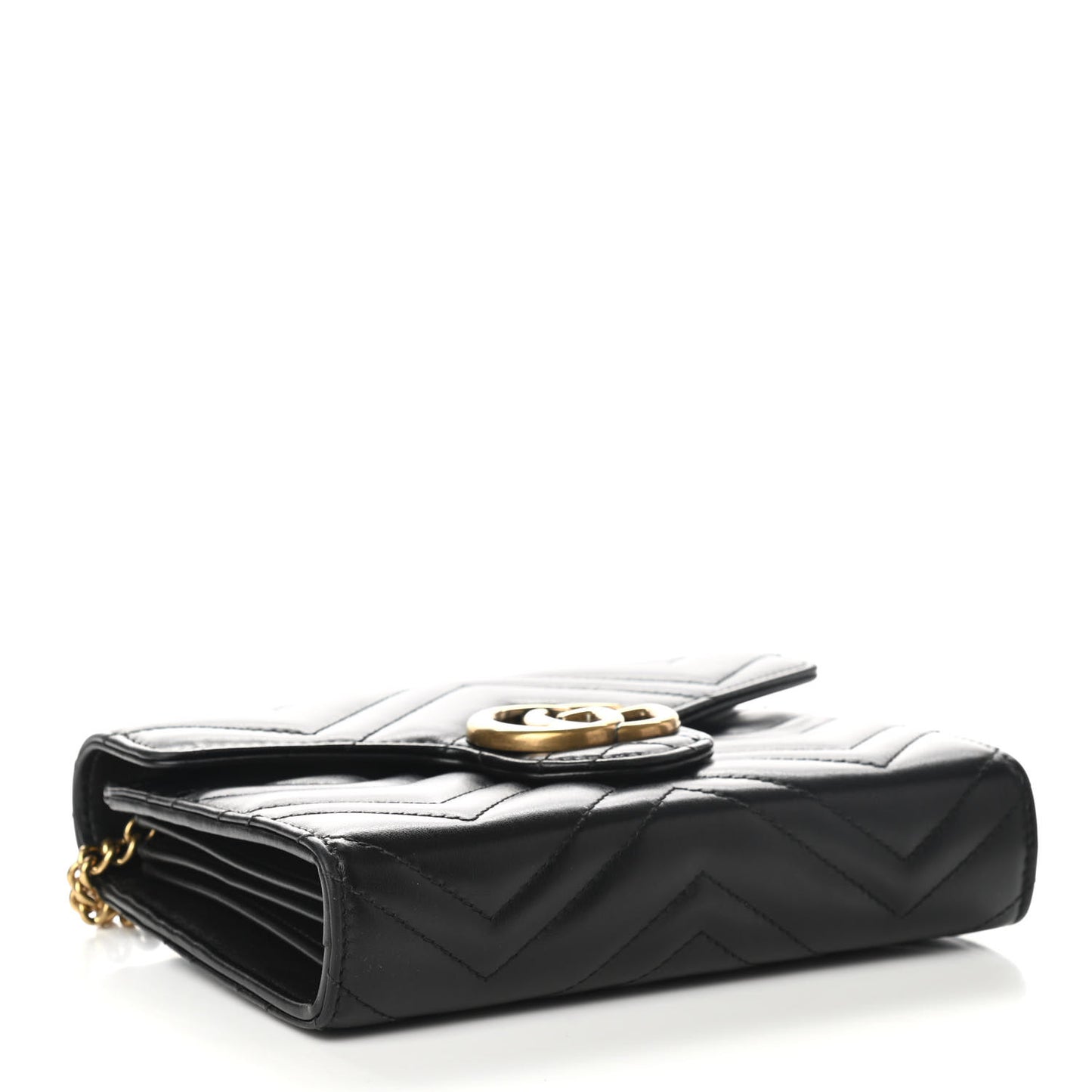Calfskin Matelasse GG Marmont Chain Wallet Black