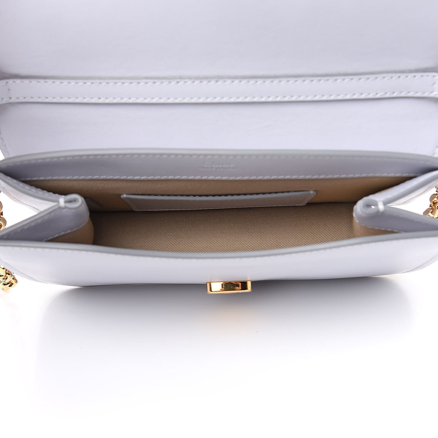 Calfskin Suede C Clutch With Chain Light Cloud