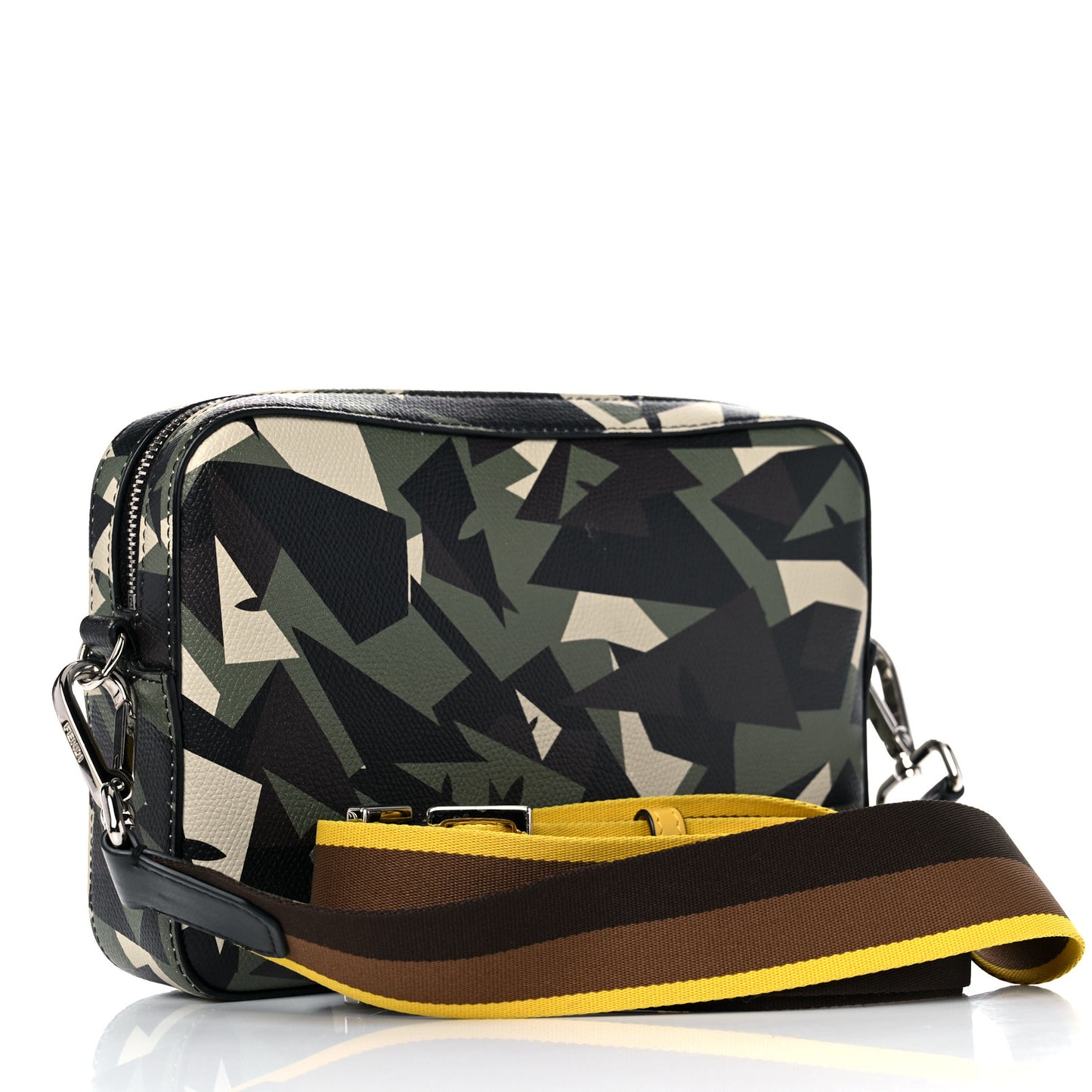 Textured Calfskin Bugs Camouflage Medium Camera Case Multicolor Military