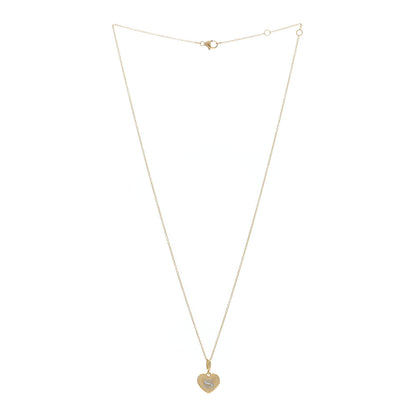 David Yurman 18K Yellow Gold Diamond Heart Initial S Charm Necklace 2 of 5