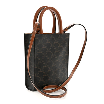 Celine Triomphe Canvas Calfskin Mini Vertical Cabas Tan 3 of 12