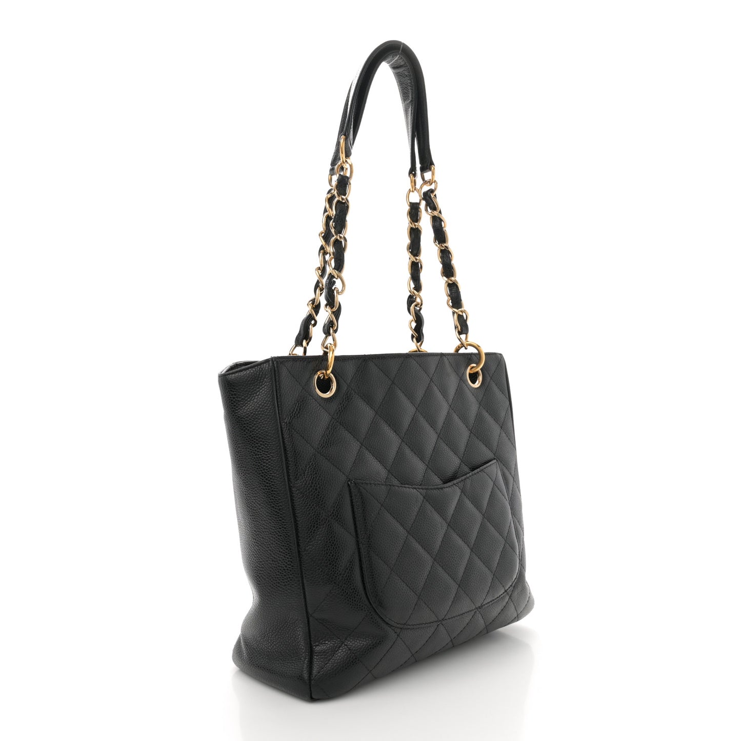 Caviar Quilted Petit Shopping Tote PST Black