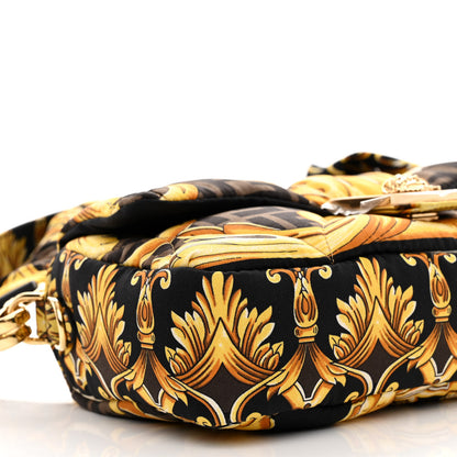 Fendi X VERSACE Silk Fendace FF Baroque Quilted Scarf Baguette Black Gold 8 of 9