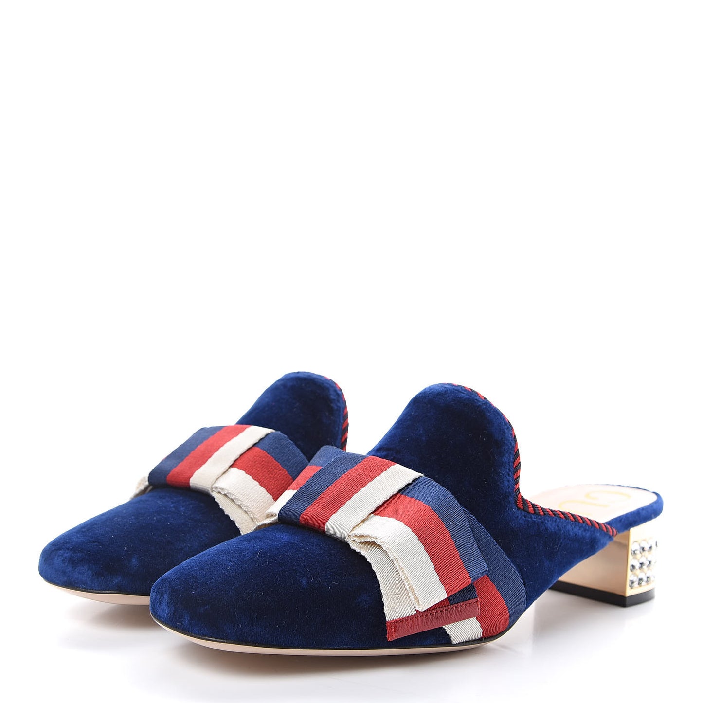 Velvet Crystal Sylvie Bow Mules 37 Cobalt Blue