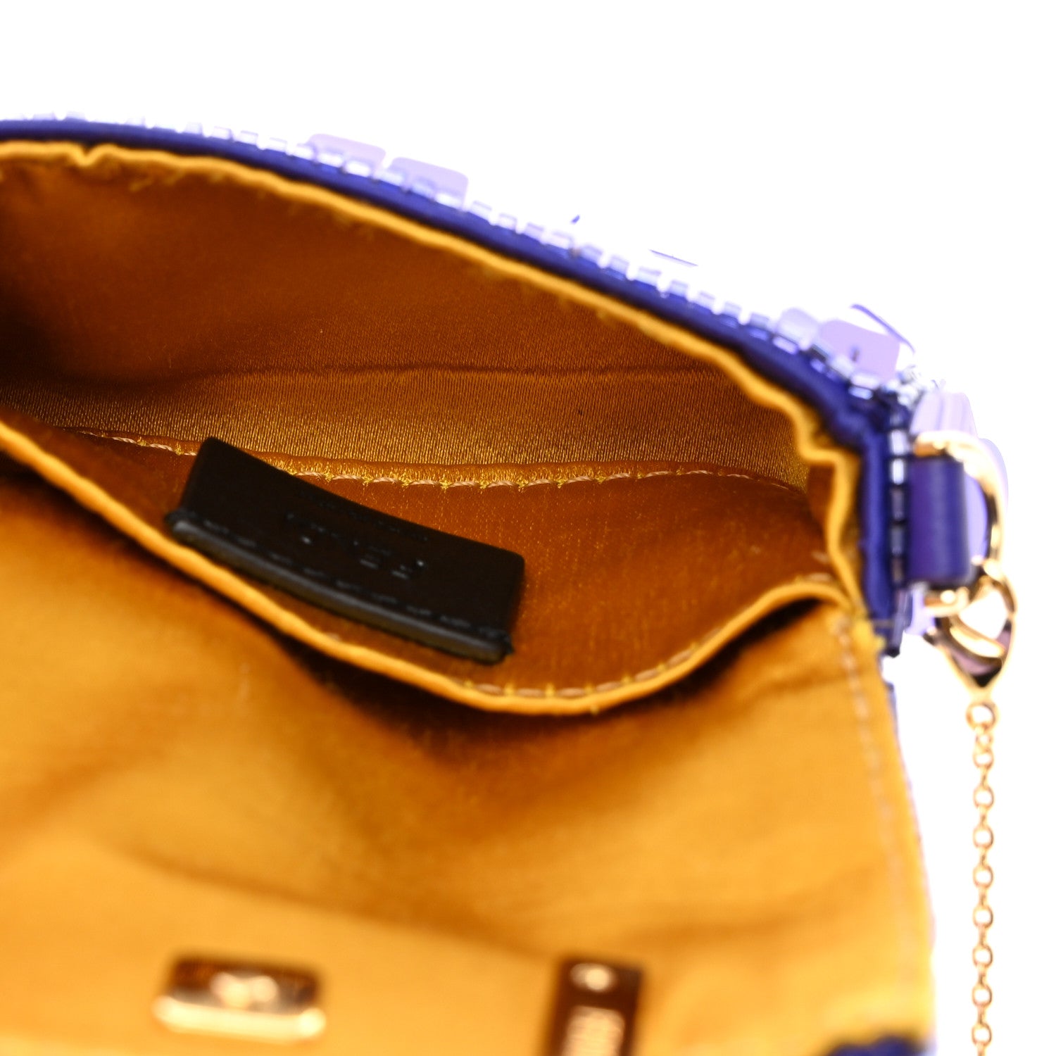 Fendi Sequin Paillettes Shiny Nappa Sex and the City Nano Maxi Buckle Baguette Charm Viola Purple 5 of 11