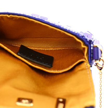 Fendi Sequin Paillettes Shiny Nappa Sex and the City Nano Maxi Buckle Baguette Charm Viola Purple 5 of 11