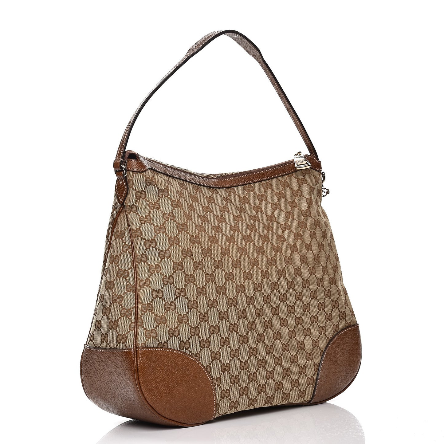 Monogram Textured Calfskin Large Bree Hobo Beige Ebony Nocciola