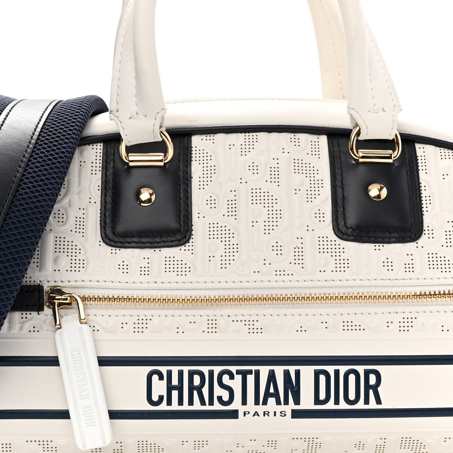 Christian Dior Perforated Calfskin Medium Dior Vibe Classic Bowling Bag White 8 of 10