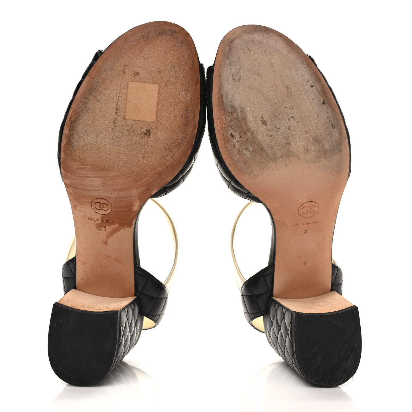 Lambskin Quilted CC Sandals 41 Black White