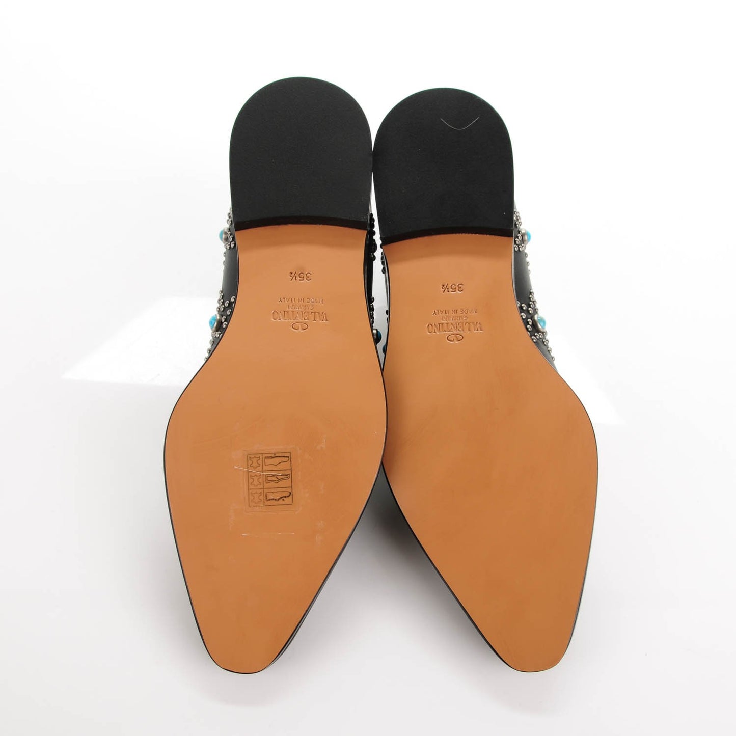 Nappa Star Studded Cabochon Loafers 35.5 Black