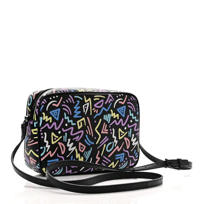 Saint Laurent Grain De Poudre Medium Classic Monogram Multicolor Graphic Print Lou Camera Bag Black 3 of 12