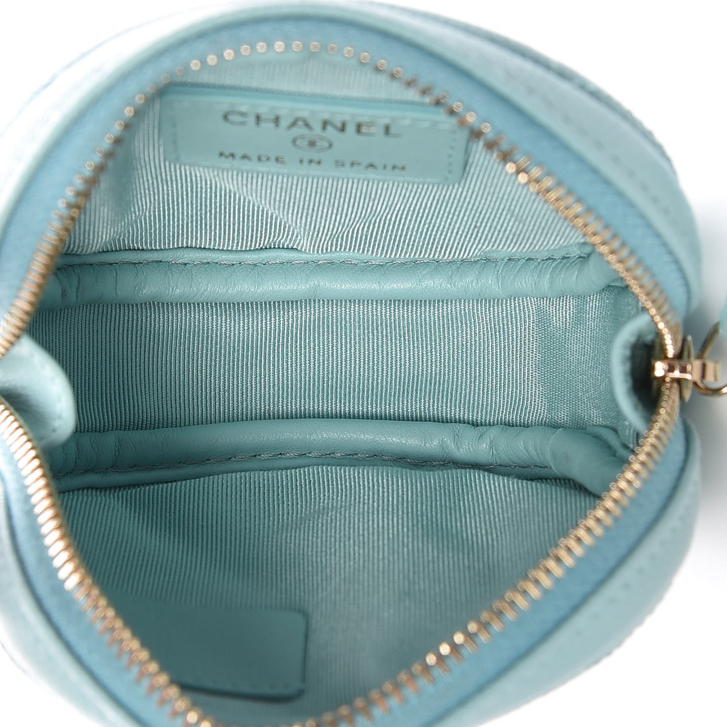 Caviar Quilted Zip Around Classic Coin Purse Light Blue