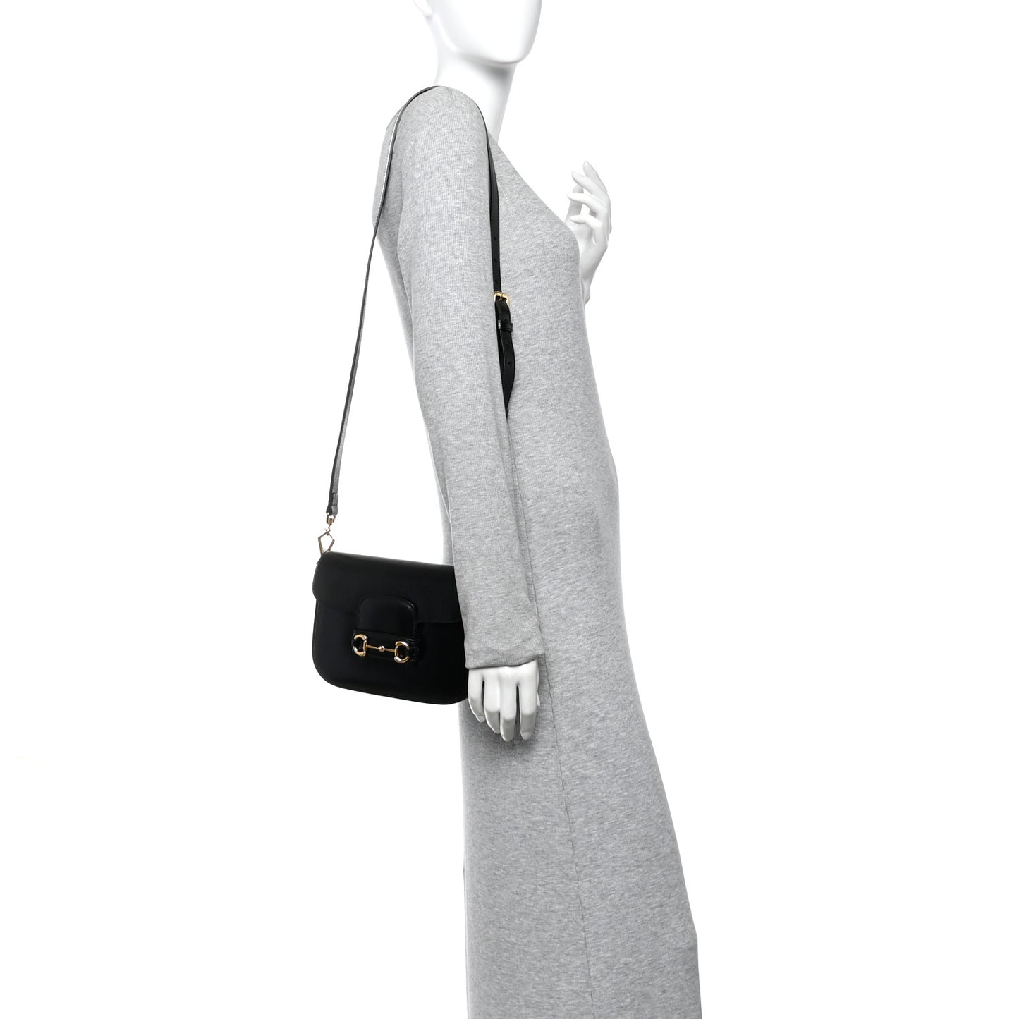 Azalea Calfskin Web Mini Horsebit 1955 Shoulder Bag Black