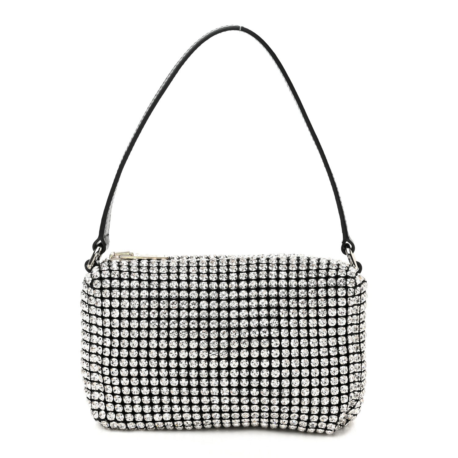 Alexander Wang Mesh Crystal Rhinestone Mini Heiress Pouch Black Silver 1 of 8