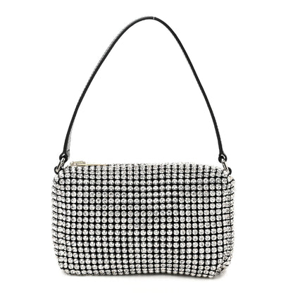 Alexander Wang Mesh Crystal Rhinestone Mini Heiress Pouch Black Silver 1 of 8