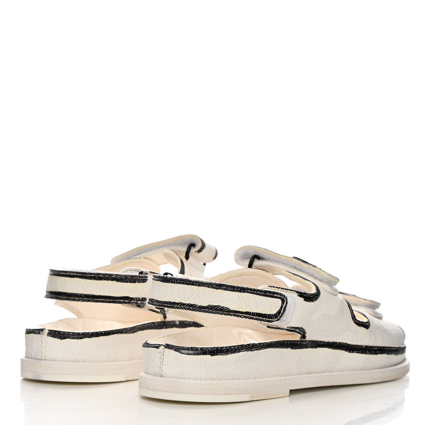 Printed Calfskin Velcro Dad Sandals 39.5 White Black