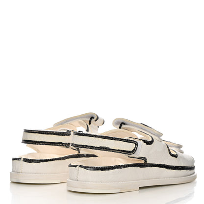 Chanel Printed Calfskin Velcro Dad Sandals 39.5 White Black 4 of 14
