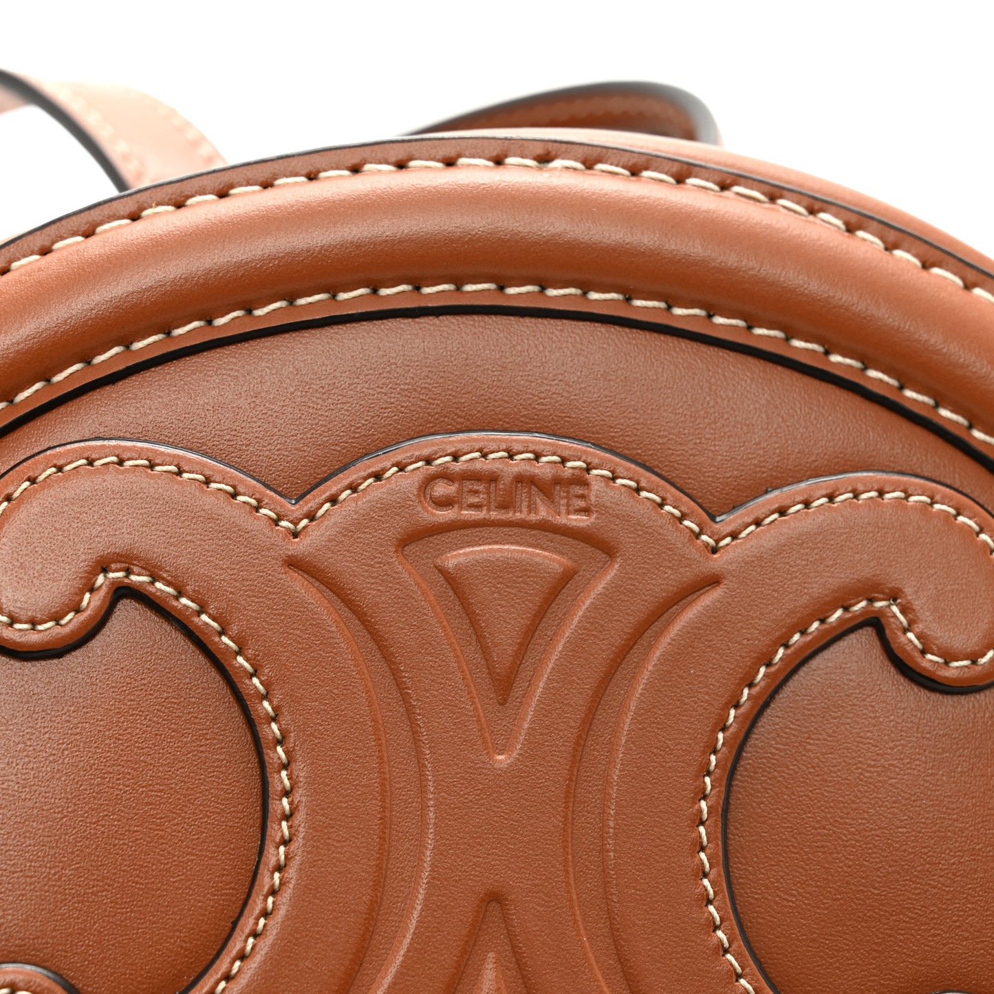Smooth Calfskin Cuir Small Triomphe Oval Crossbody Purse Tan