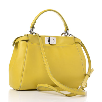 Fendi Nappa Mini Peekaboo Iconic Satchel Lime 3 of 9