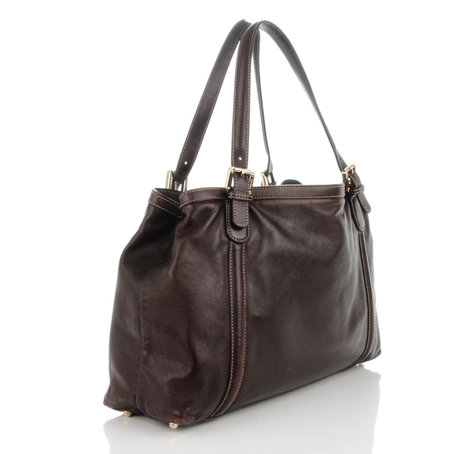 Calfskin Medium Britt Tote Dark Brown