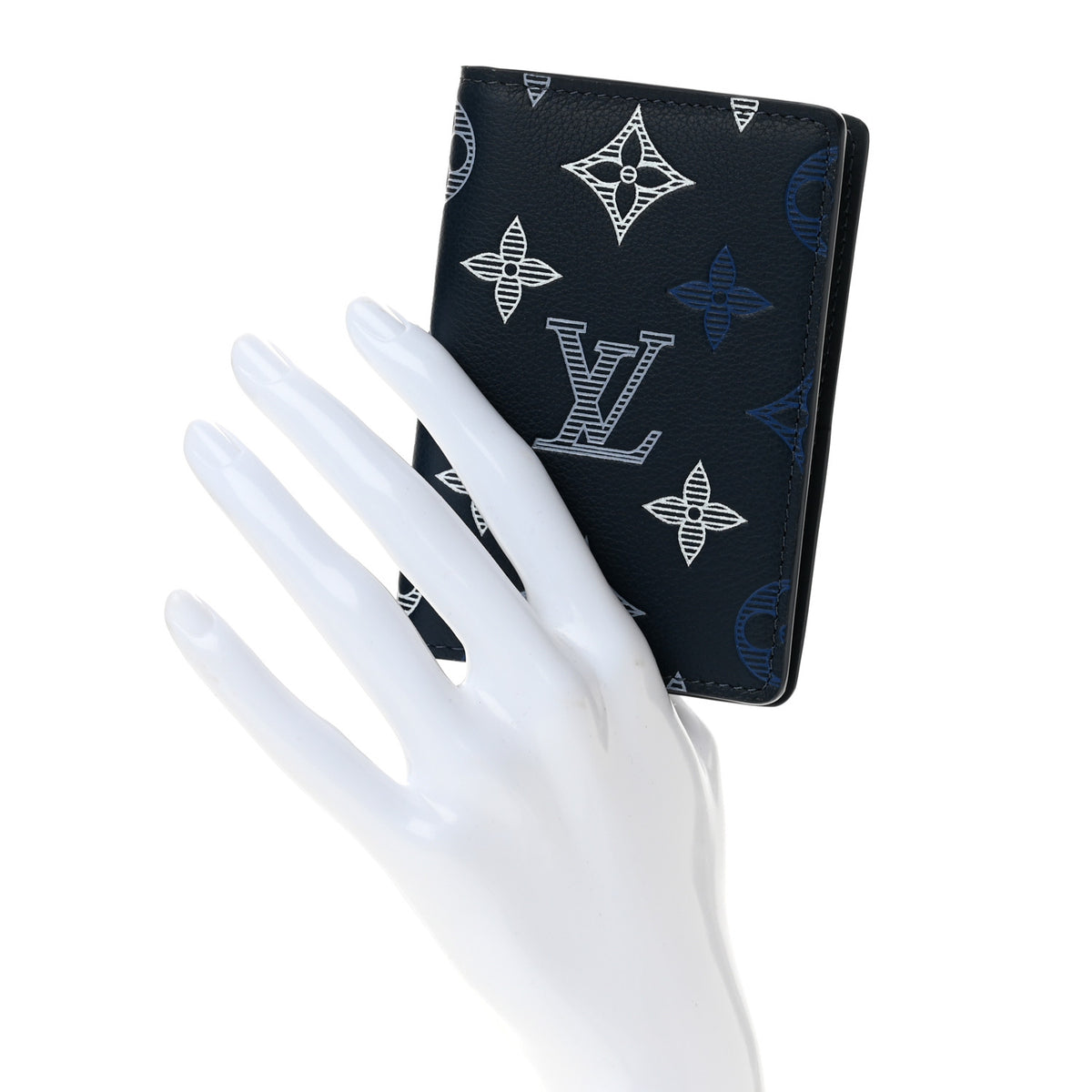 Louis Vuitton Calfskin Monogram Shadow Pocket Organizer Navy White 2 of 6