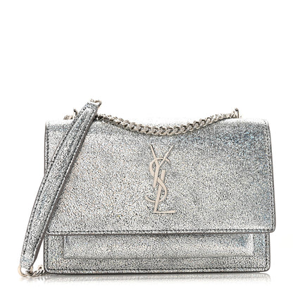 Saint Laurent Metallic Crackled Calfskin Monogram Sunset Chain Wallet Star Light 1 of 13
