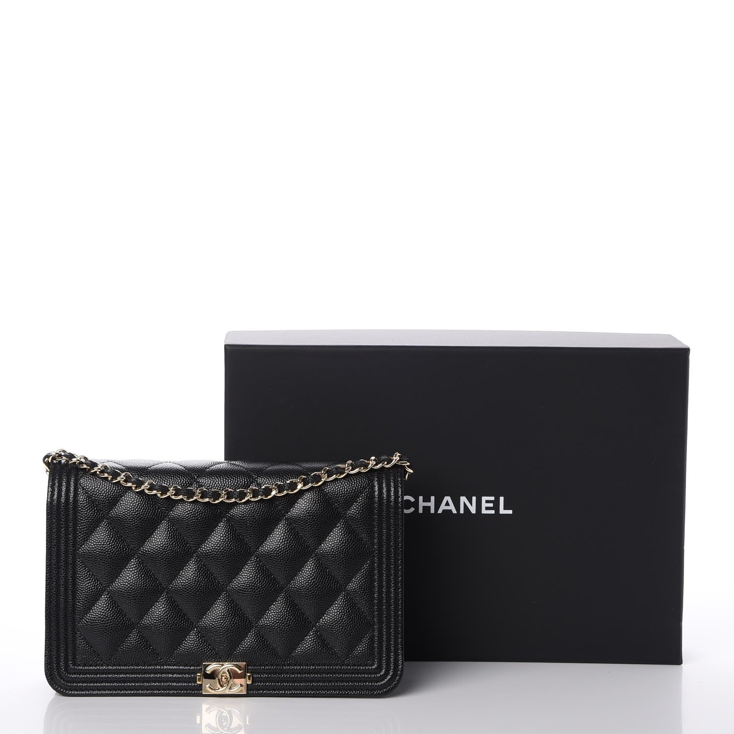 Chanel Caviar Quilted Boy Wallet On Chain WOC Black 9 of 9