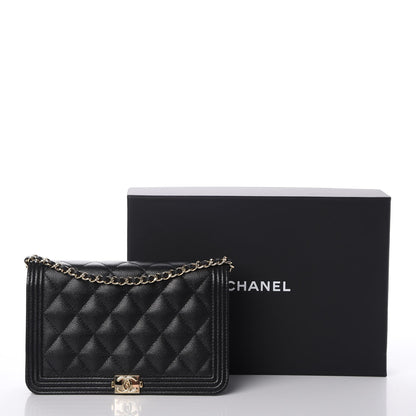 Chanel Caviar Quilted Boy Wallet On Chain WOC Black 9 of 9