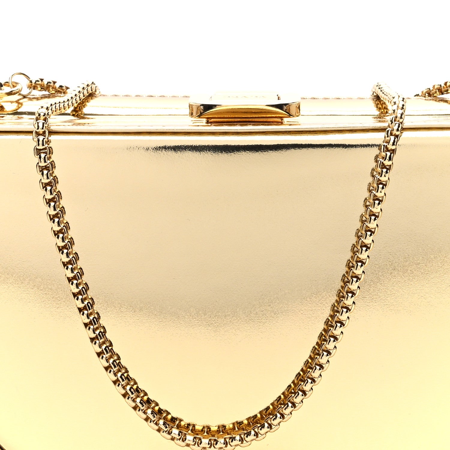 Prada Metallic Patent Triangle Crossbody Clutch Platino 7 of 8