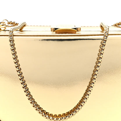 Prada Metallic Patent Triangle Crossbody Clutch Platino 7 of 8