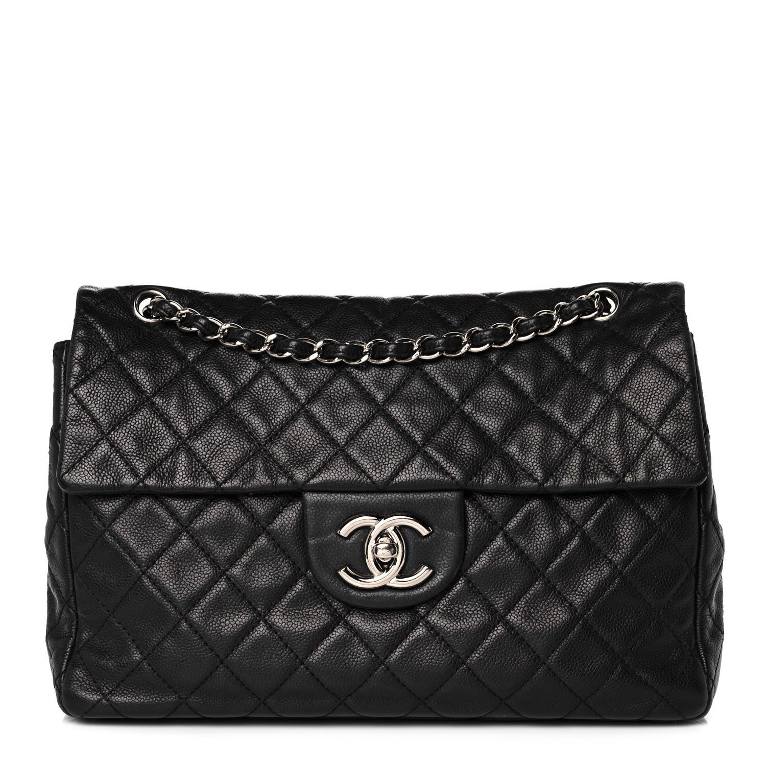 Chanel Washed Caviar Quilted Maxi Single Flap Black 1 of 13