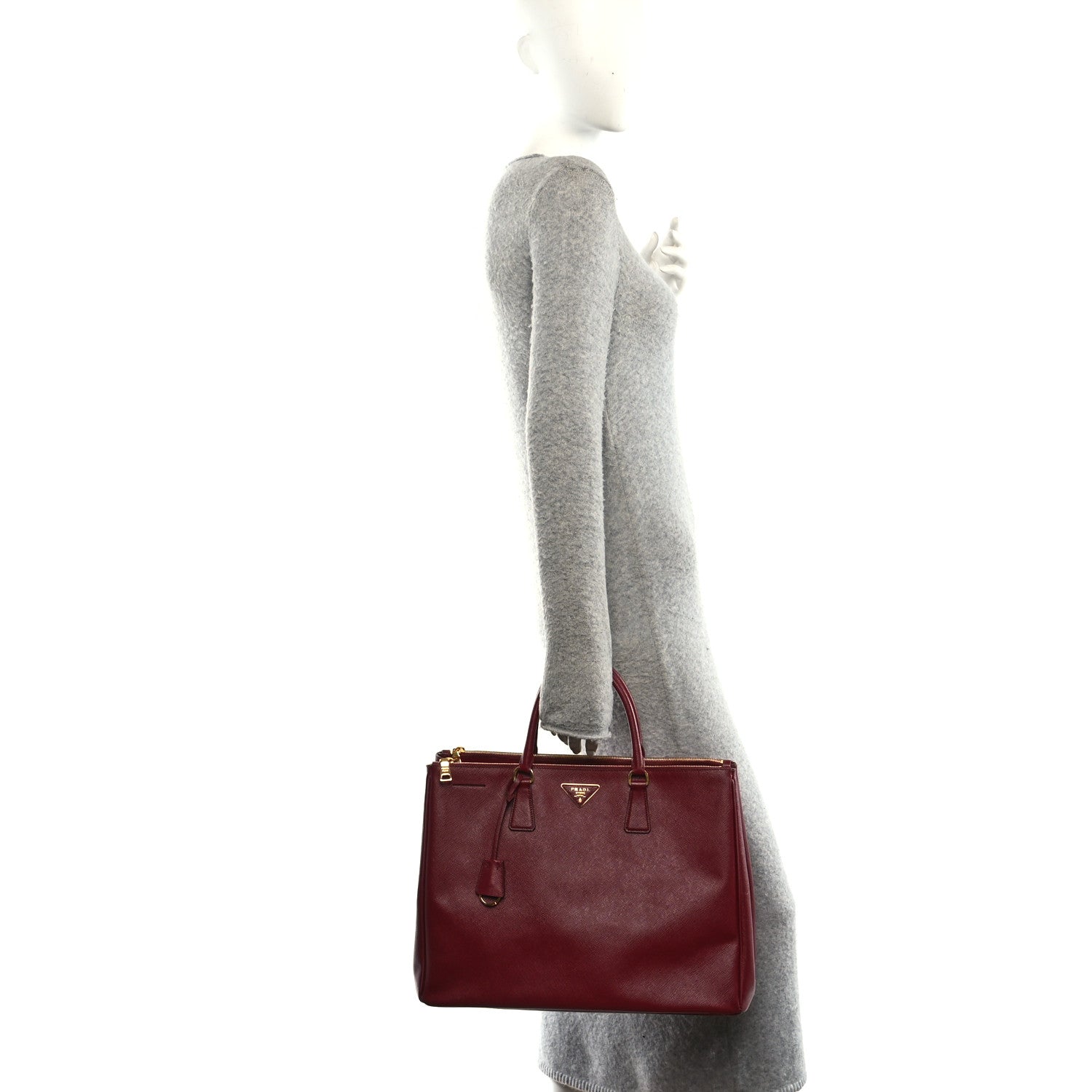 Prada Saffiano Lux Extra Large Galleria Double Zip Tote Cherry 2 of 9