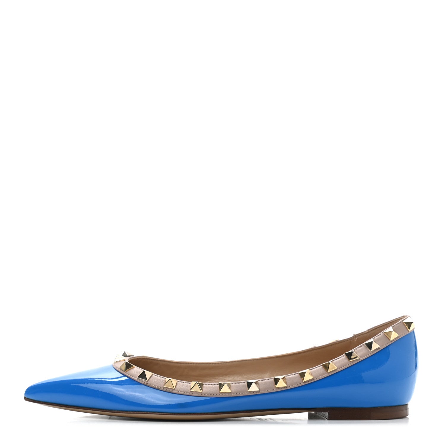 Valentino Garavani Patent Nappa Rockstud Ballerina Flats 37 Blue Fluo Poudre 1 of 8