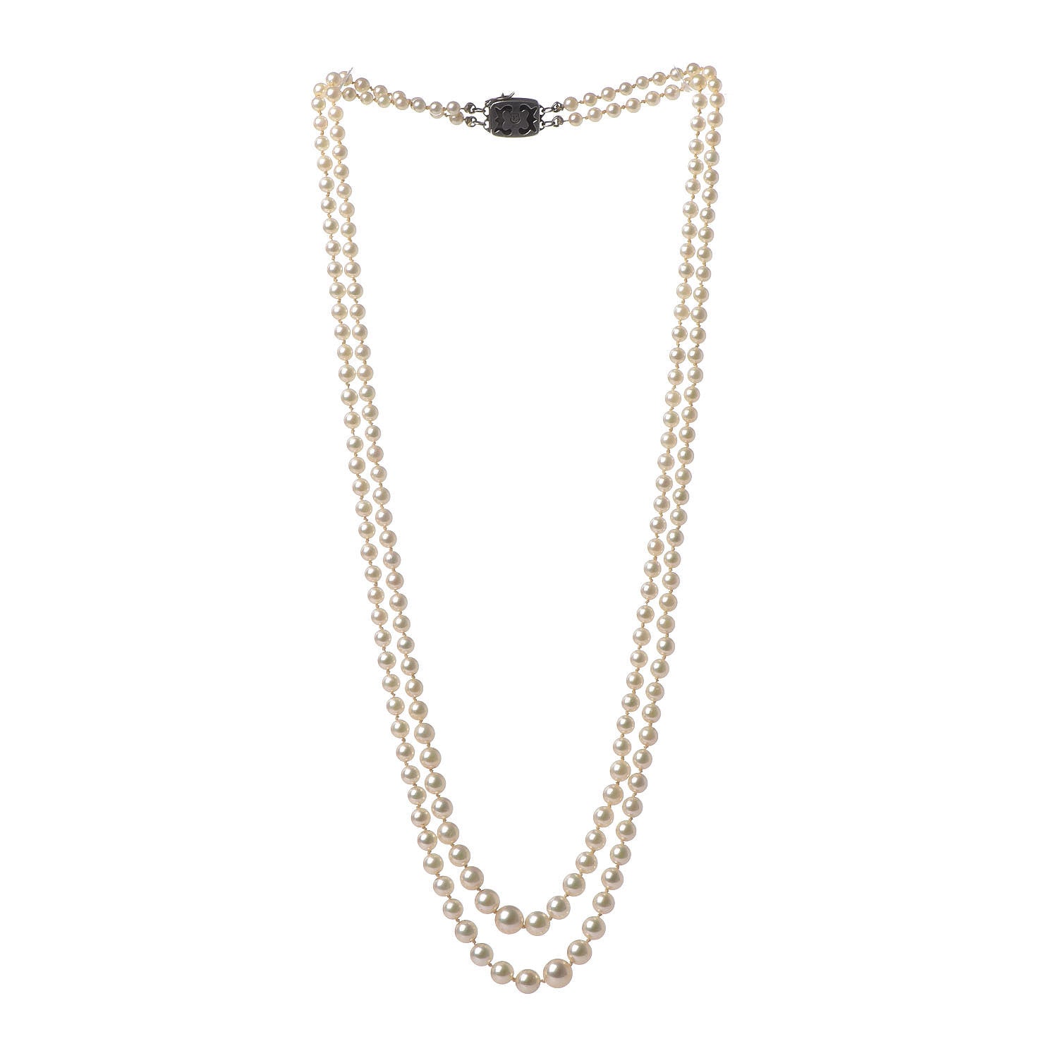 Mikimoto Sterling Silver Akoya Pearl 3.5-7.5mm Double Strand Graduated Necklace 3 of 6