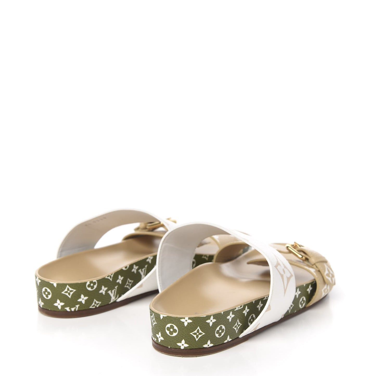 Monogram Giant Bom Dia Flat Mule Sandals 40 White Moka