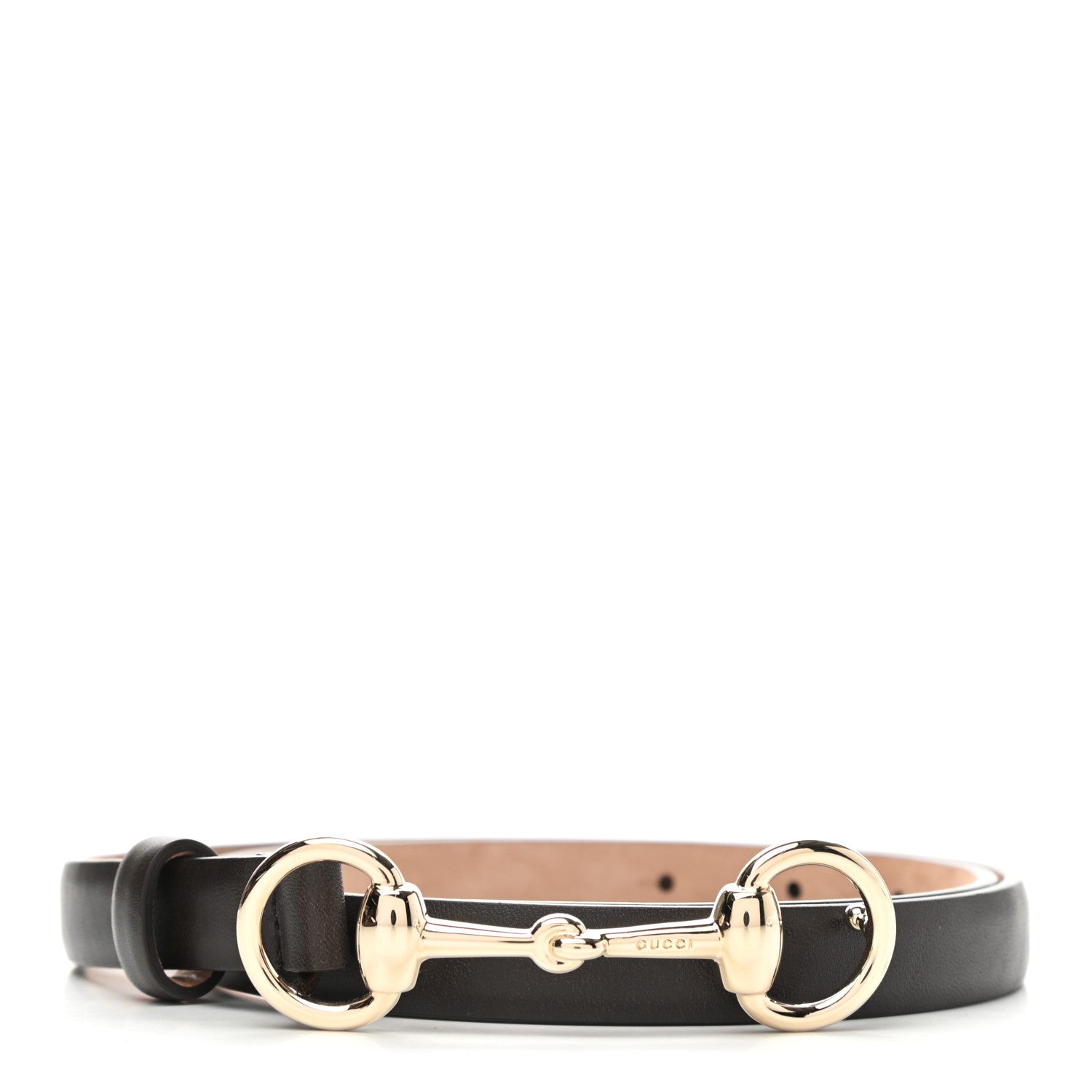 Gucci Calfskin Horsebit Skinny Belt 75 30 Black 1 of 5