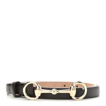 Gucci Calfskin Horsebit Skinny Belt 75 30 Black 1 of 5