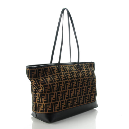 Fendi Zucca Vitello Elite Medium Roll Tote Tobacco Black 5 of 11