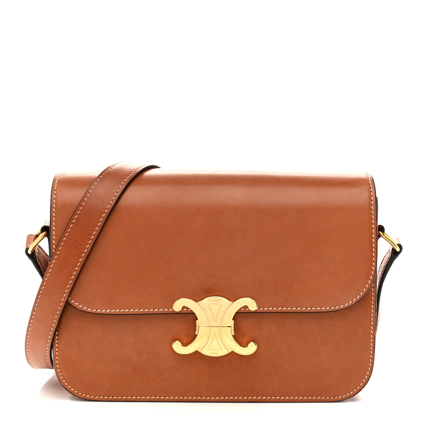 Celine Natural Calfskin Medium Triomphe Tan 1 of 15