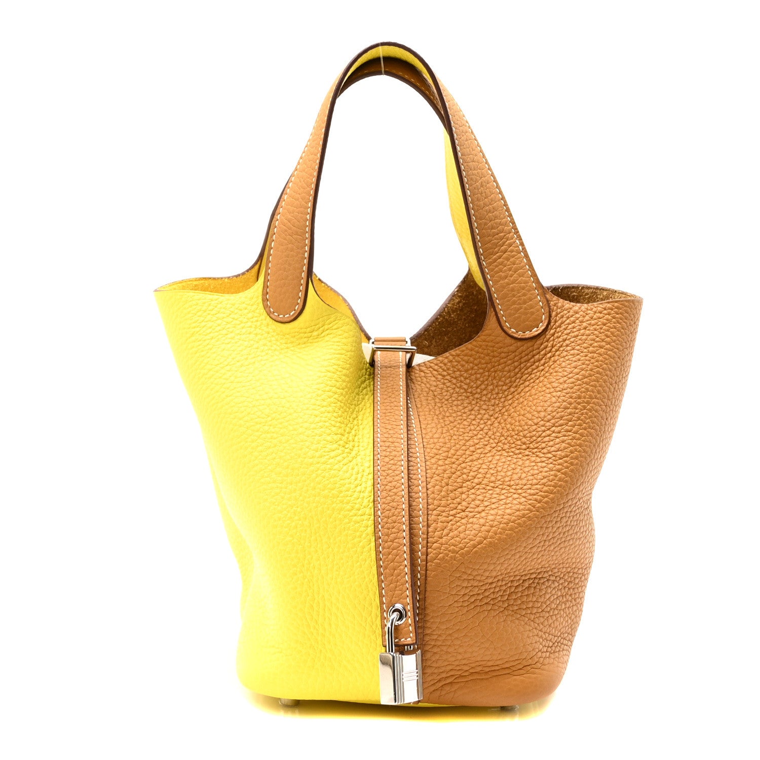 Hermes Taurillon Clemence Casaque Picotin Lock 18 PM Lime Sesame 1 of 9