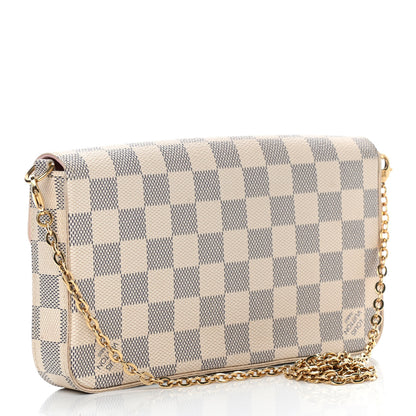 Louis Vuitton Damier Azur Pochette Felicie Chain Wallet Rose Ballerine 4 of 10
