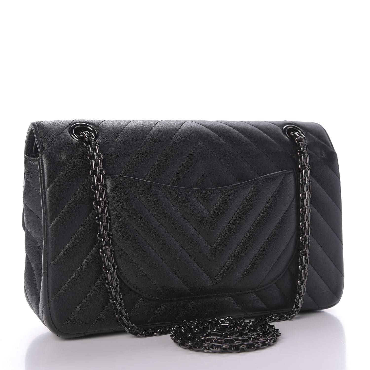 Chanel Sheepskin Chevron Quilted 2.55 Reissue 225 Double Flap So Black 3 of 9